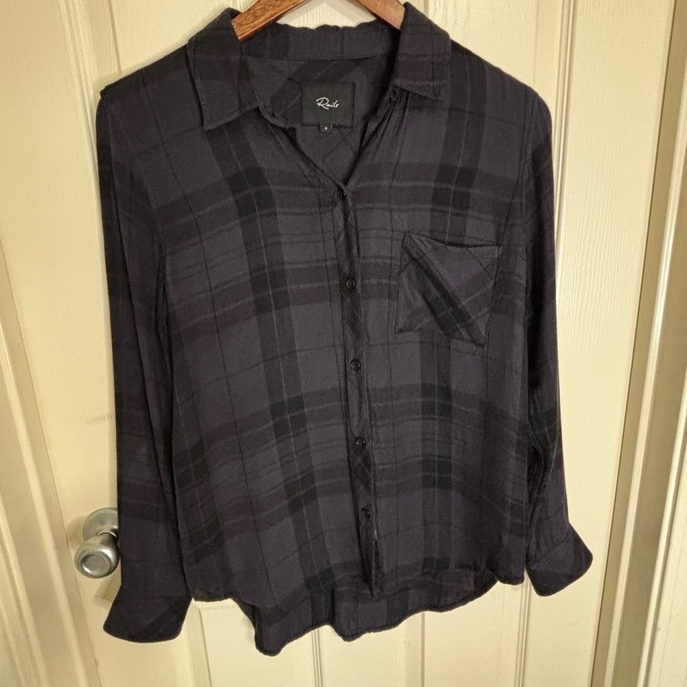 Rails Hunter Blue Black Plaid Button Down Shirt | EUC caboncore Normcore | Small - Picture 4 of 8